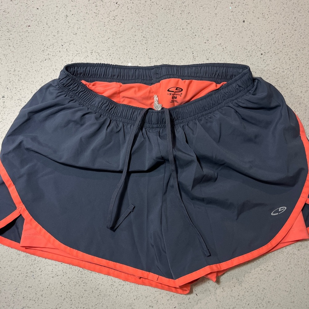 Champion Gray and Orange Athletic Shorts with Elastic Waistband